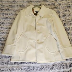 Static Women's White and Cream Coat
